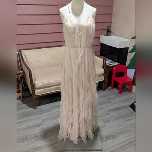 Tan Tiered Flowing Gown